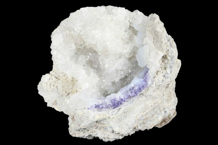 Quartz Geode With Fluorescent Purple Fluorite - Mexico #182408